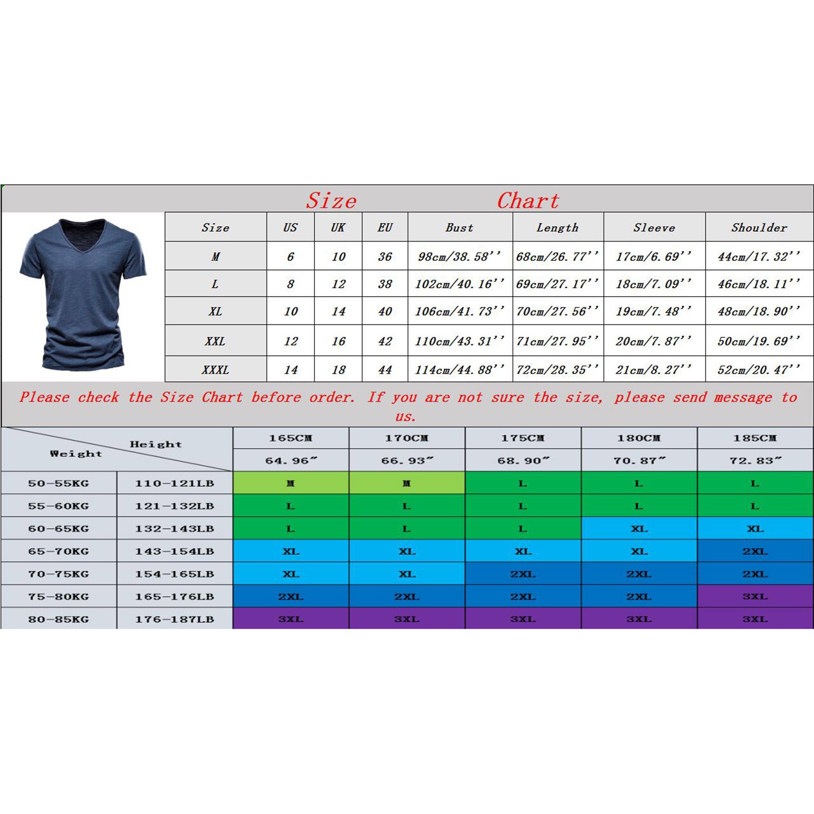 thumbnail image 3 of Camiseta informal de manga corta con cuello en V para hombre: poliéster, fácil de combinar con pantalones, para uso diario, tallas S-XXXXXL., 3 of 4